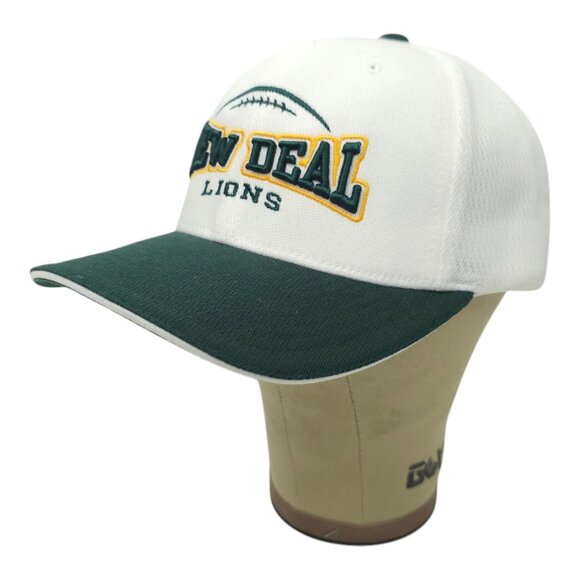 New Deal Lions L/XL Cap Back Mesh Embroidered Logo Flex Fit Trucker Baseball Hat - Picture 2 of 14